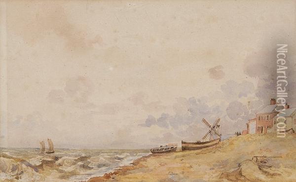 A Coastal Scene Oil Painting - Thomas Gainsborough