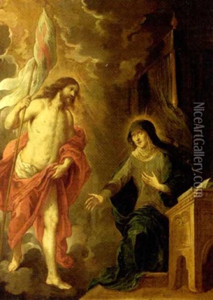 Christ Appearing To Saint Theresa Oil Painting - Caspar de Crayer