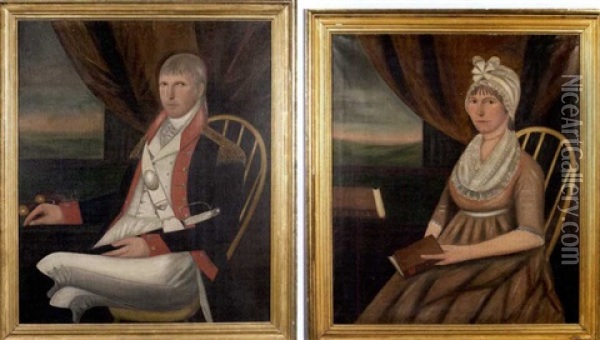 Portrait Of General Jonathan Davis (+ Portrait Of His First Wife Sarah Hammond; Pair, 2nd Dbl-sided) Oil Painting - Ralph Eleaser Whiteside Earl