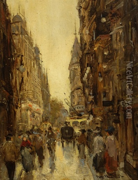 View Of A Shopping Street Oil Painting - Franciscus Willem Helfferich