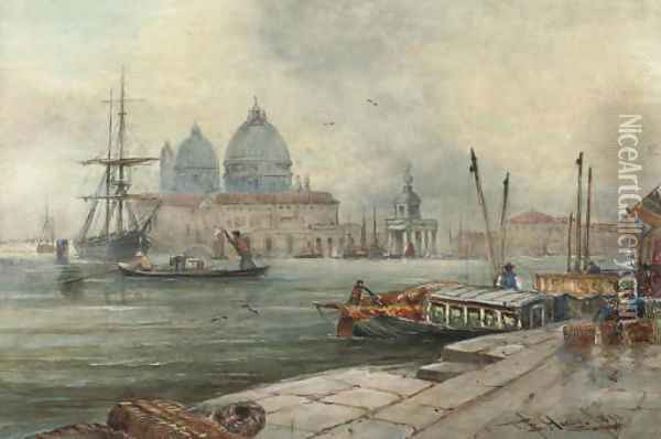 On the waterfront, Venice Oil Painting - Thomas Bush Hardy