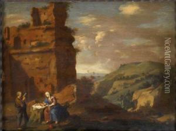 Le Repos De La Sainte Famille Pendant La Fuite En Egypte Oil Painting - Jan van Haensbergen
