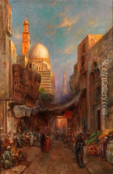 Strassenmarkt In Kairo Oil Painting - Max Usadel