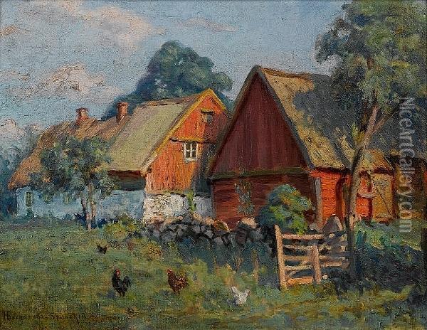 Farmhouses Oil Painting - Nikolai Petrovich Bogdanov-Belsky