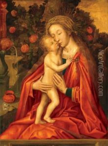 The Virgin And Child In A Landscape Oil Painting - Ambrosius Benson