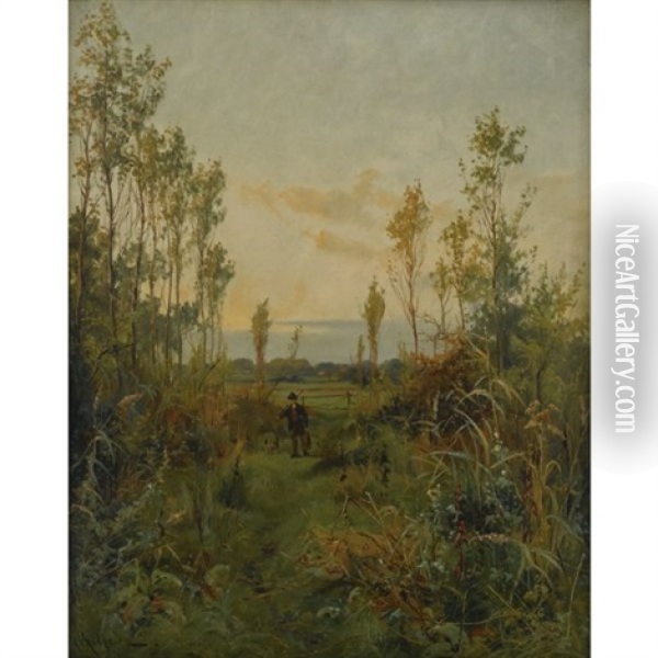 A Bridal Path Near Weston On Trent Oil Painting - Arthur William Redgate