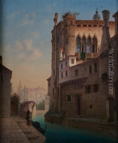 Venetian Scene Oil Painting - Johann Baptist Kreitmayr