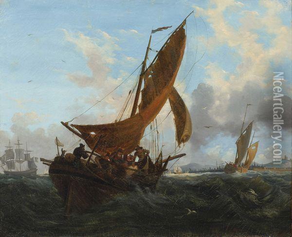 L'entree Au Port De Douvres Oil Painting - Ambroise-Louis Garneray