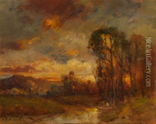 Sunset Over A River Oil Painting - Charles P. Appel