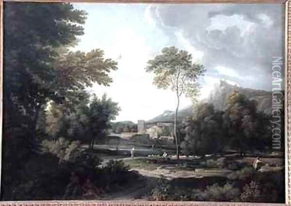 River Landscape Oil Painting - Gaspard Dughet