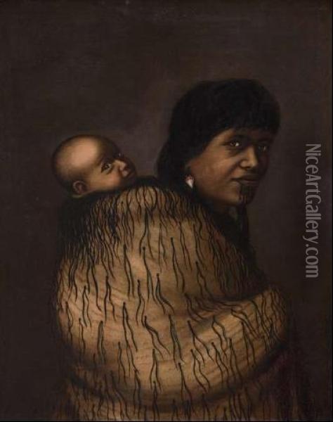 Ana Rupene With Child Oil Painting - Gottfried Lindauer