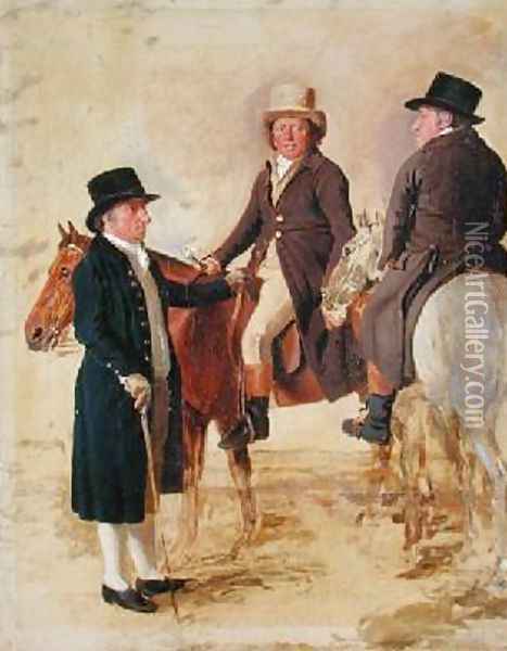 Three Worthies of the Turf at Newmarket Oil Painting - Benjamin Marshall