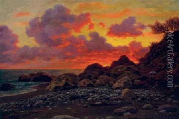 Coucher De Soleil Au Bord De La Mer Oil Painting - Ivan Fedorovich Choultse