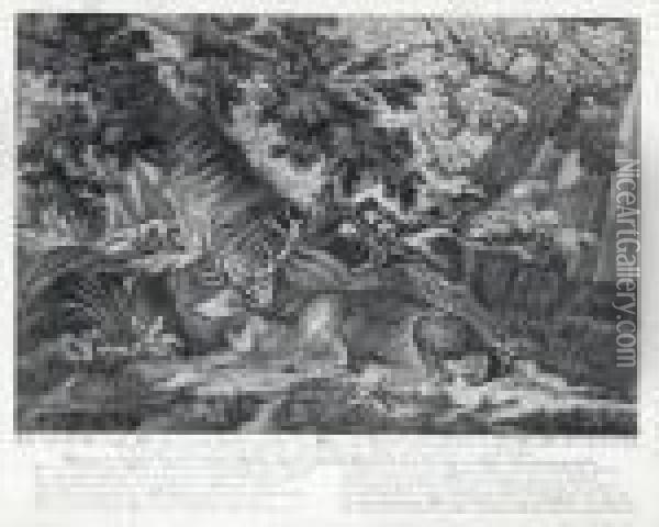 Ein Starker Brunfft-hirsch Oil Painting - Johann Elias Ridinger or Riedinger