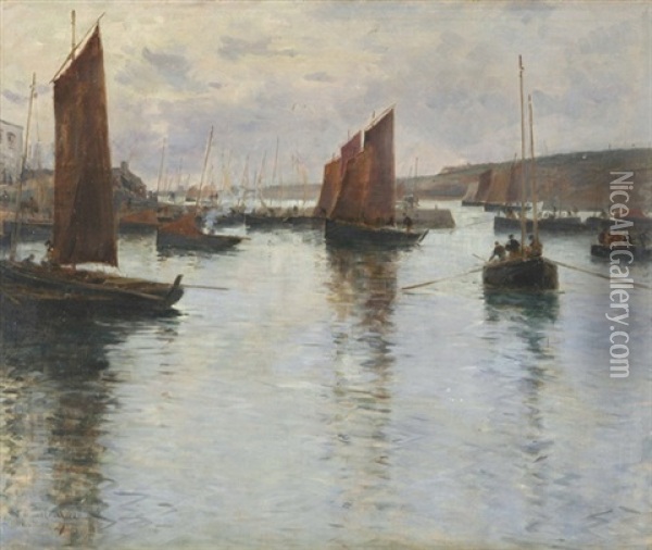 Hafen In Der Bretagne Oil Painting - Fernand Marie Eugene Legout-Gerard