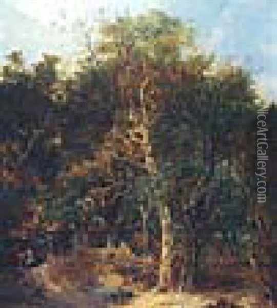 A Norfolk Wood Oil Painting - John Berney Crome