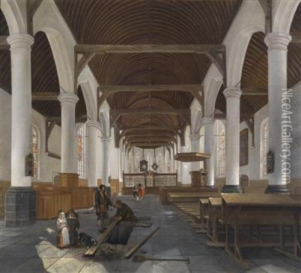 The Interior Of A Baroque Church Oil Painting - Job Adriaensz. Berckheyde