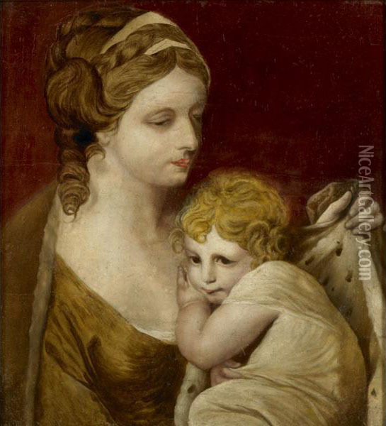 Venus Comforting Cupid Oil Painting - Benjamin West