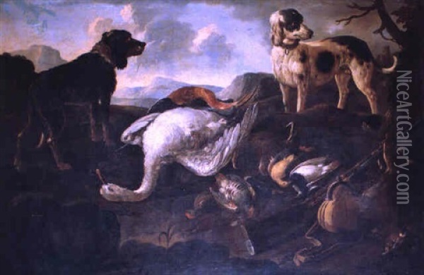 Cani E Cacciagione Oil Painting - Baldassare De Caro