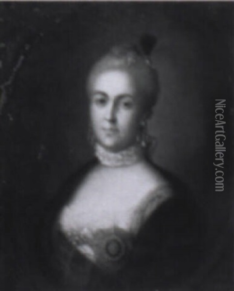 Portrait Of Caterina Aliexievna (later Catherine The Great) Oil Painting - Pietro Antonio Rotari