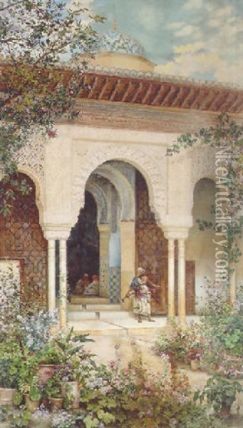 A Moroccan Palace Guard Oil Painting - Martin Rico y Ortega