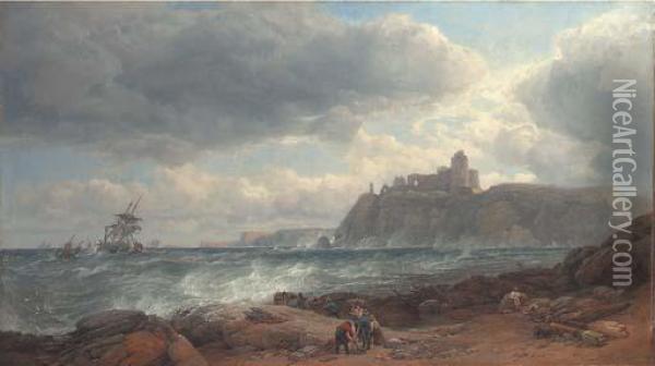 Tantallon Castle, Coast Of Haddingtonshire Oil Painting - Edward Duncan