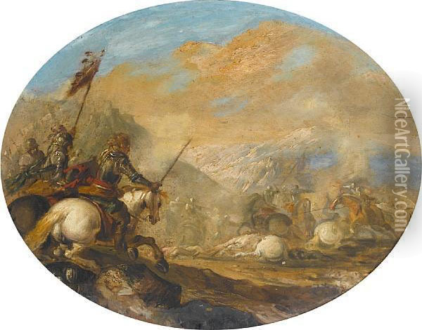 A Cavalry Skirmish Oil Painting - Antonio Marini