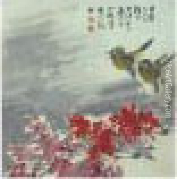 Pelargonium And Birds Oil Painting - Ren Yi