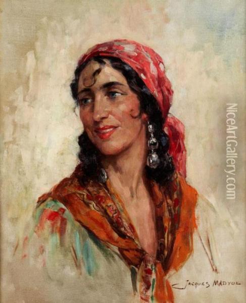 Brustbild Einer Zigeunerin Oil Painting - Jacques, Jakob Madiol
