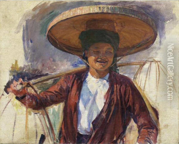 Vietnamese Girl Oil Painting - Victor Tardieu