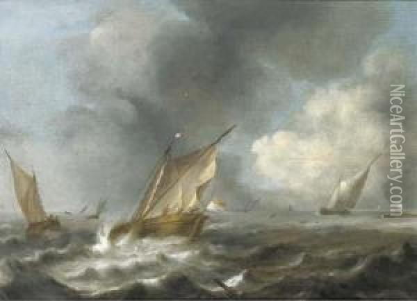 Shipping Off A Coast With A Storm Approaching Oil Painting - Jan Porcellis