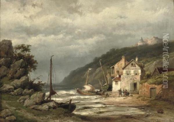 A View Of The Isle Of Wight Oil Painting - Hendrik Pieter Koekkoek