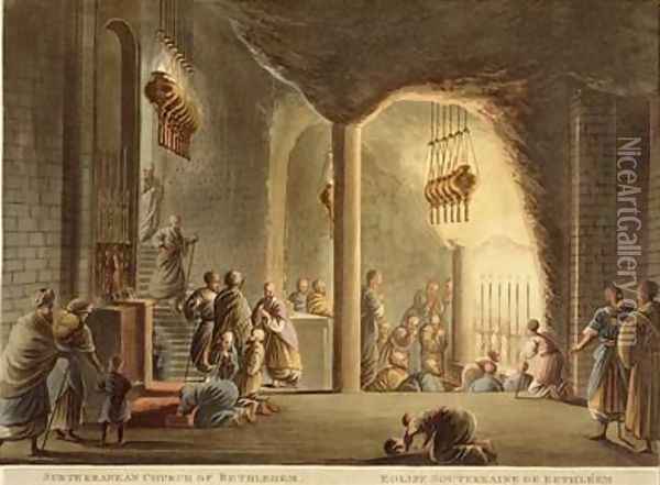 Subterranean Church of Bethlehem from Views of Palestine VolII Oil Painting - Luigi Mayer