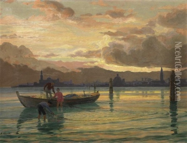 Fischer In Der Lagune Vor Venedig Oil Painting - Bruno Ehrich