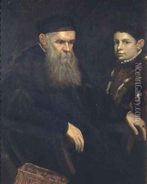 Old man and his servant, 1565 Oil Painting - Jacopo Tintoretto (Robusti)