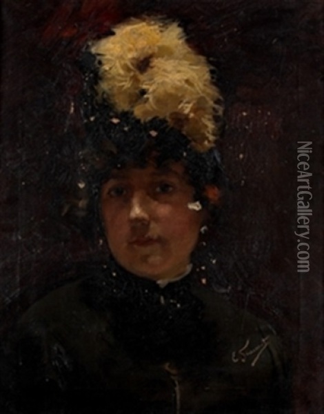 Retrato De Dama Oil Painting - Enrique Simonet Lombardo