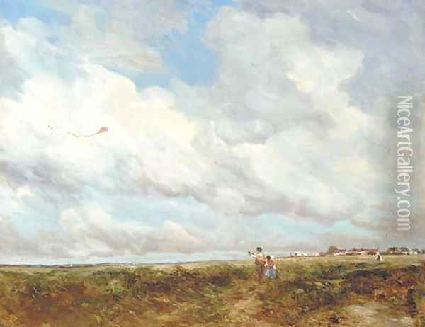 On the common, kite flying Oil Painting - Vickers Deville