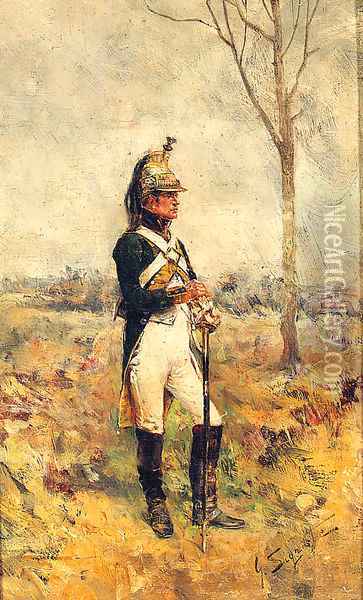 A Cavalry Officer Oil Painting - Guido Sigriste