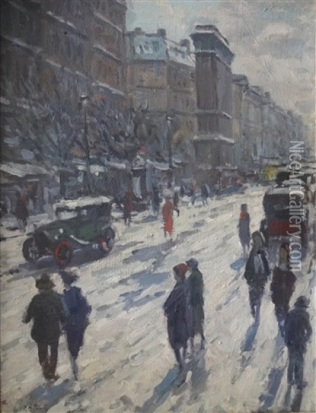 Les Grands Boulevards A Paris Oil Painting - Elie Anatole Pavil