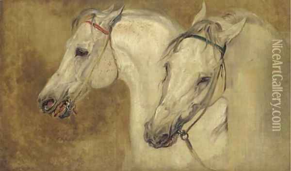 Two arab horses' heads Oil Painting - John Frederick Lewis
