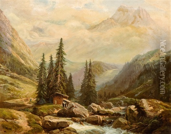 Majestatische Gebirgslandschaft Oil Painting - Carl Maria Nicolaus Hummel