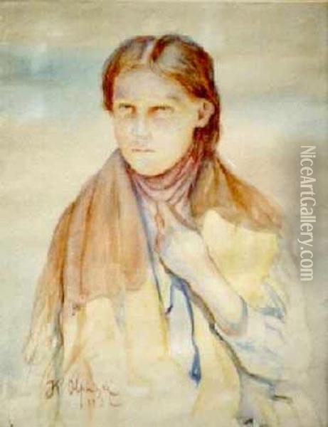 Dziewczyna (1932) Oil Painting - Jan Kazimierz Olpinski