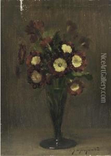 Auricula In A Glass Oil Painting - Alfred Frederick W. Hayward