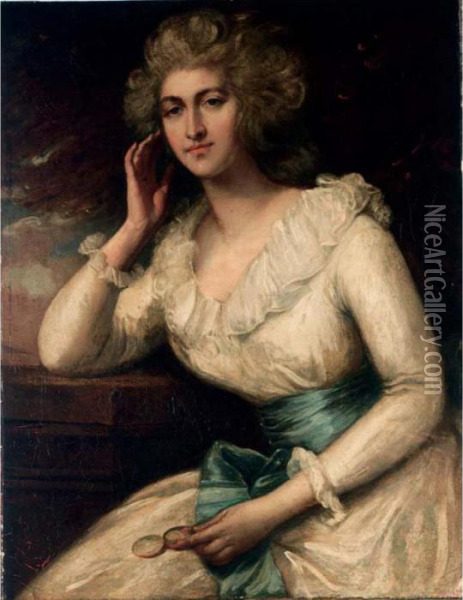 A Portrait Of A Lady Oil Painting - John James Masquerier