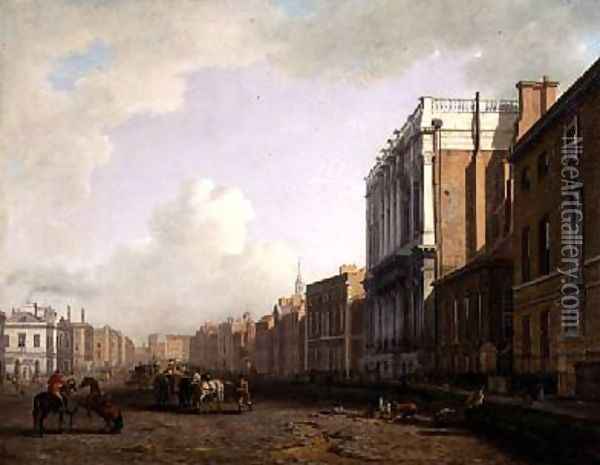 Whitehall Looking Northeast 1775 Oil Painting - William Marlow