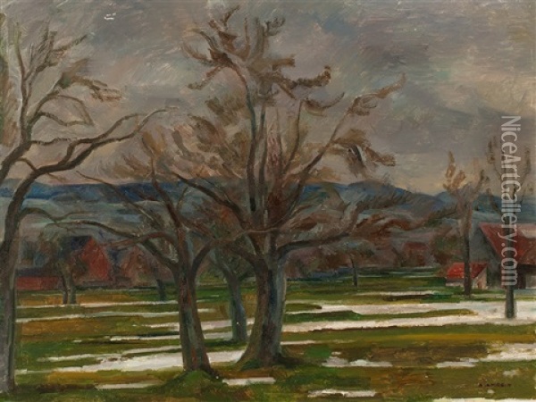 Goodbye Winter Oil Painting - Robert Amrein