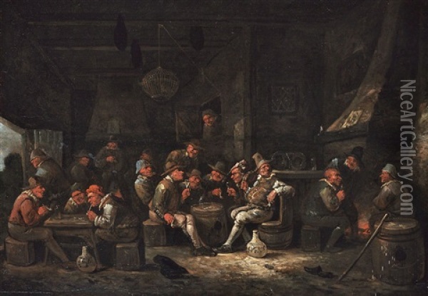 Wirtshausinterieur Mit Zahlreichen Zechern Oil Painting - Egbert van Heemskerck the Younger