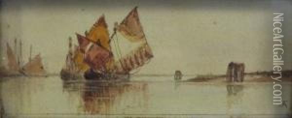 Fishing Boats Oil Painting - Frederick James Aldridge
