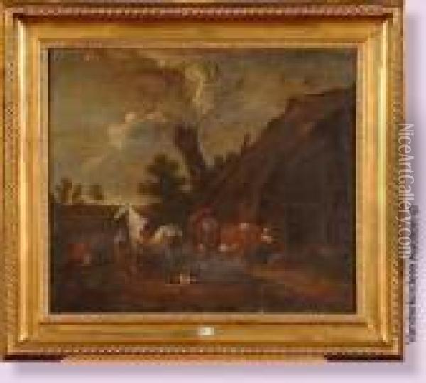 Cour De Ferme Animee Oil Painting - Nicolaes Berchem