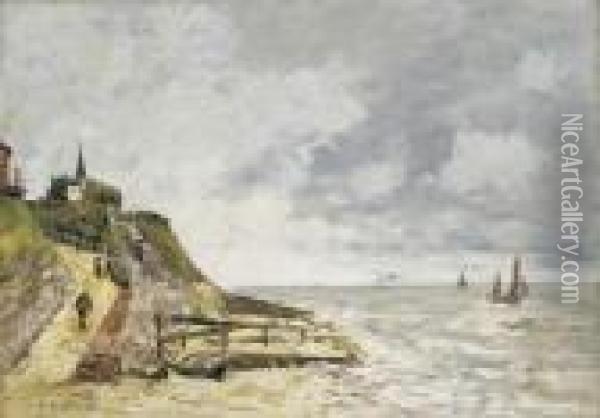 Le Rivage Et La Mer, Villerville Oil Painting - Eugene Boudin